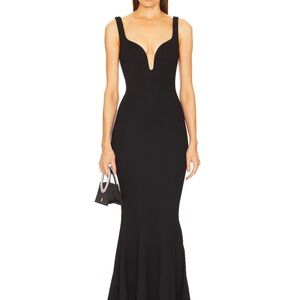 Sleek Black V-Plunge Maxi Dress